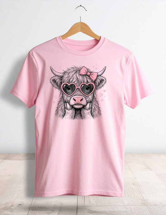 Highland Cow Pink Bow